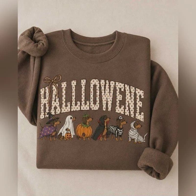 Hallowene Dachshund Sweatshirt – Dark Chocolate