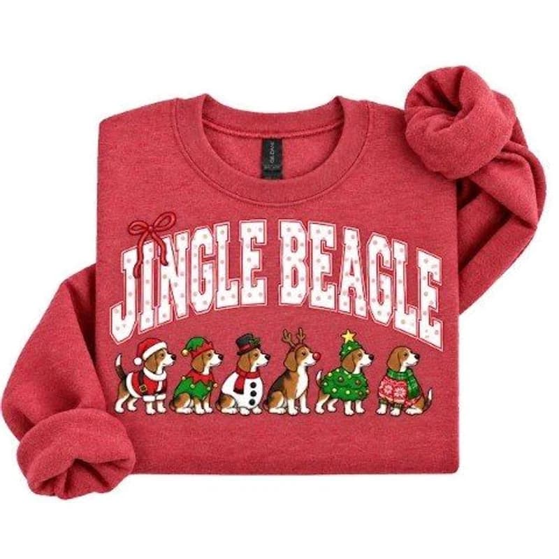 Jingle Beagle Christmas Sweatshirt – Red