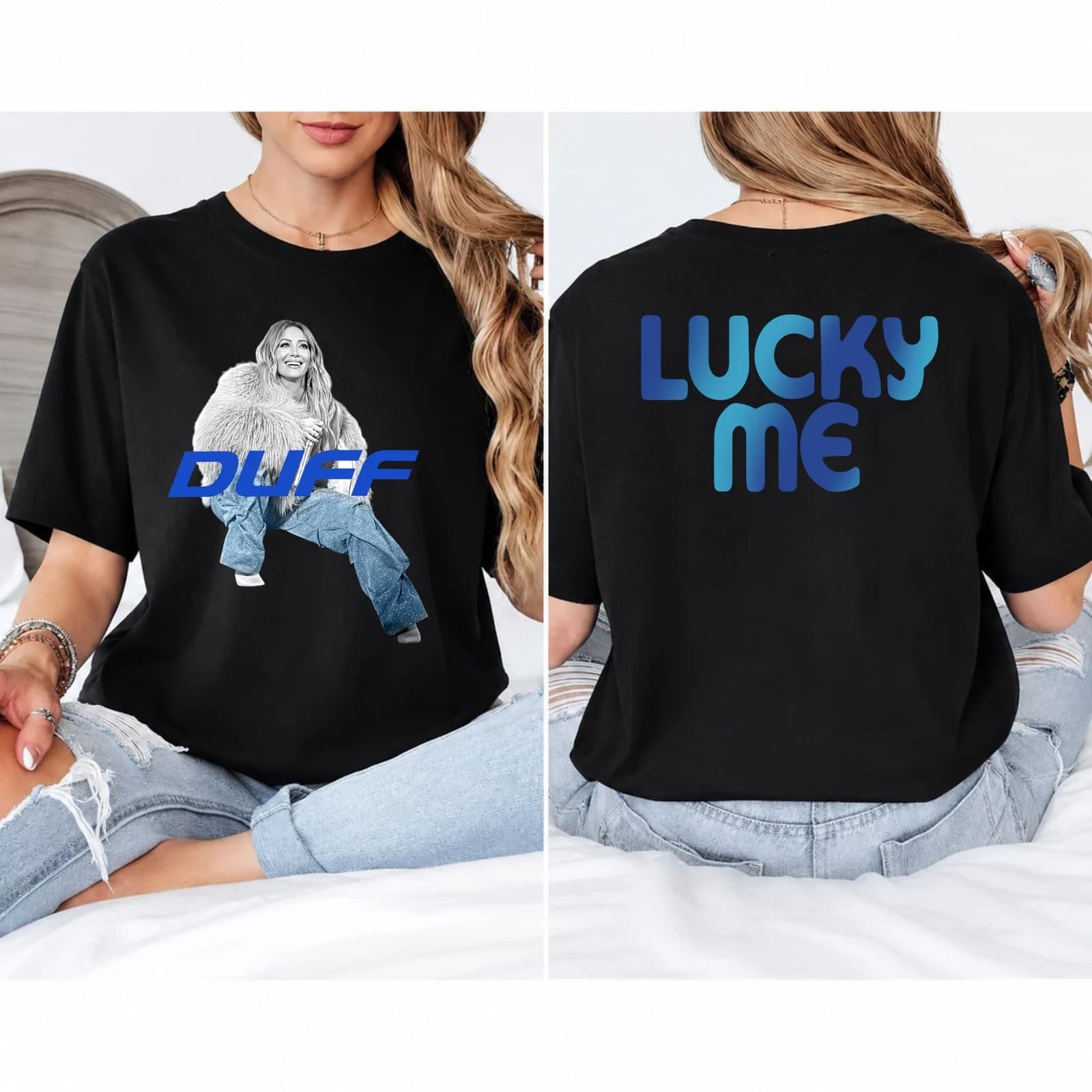Duff Lucky Me Tee – Black, front and back