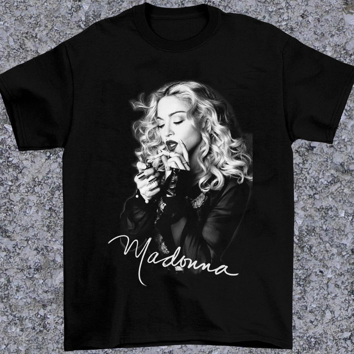 Madonna Black & White Portrait Tee – Black