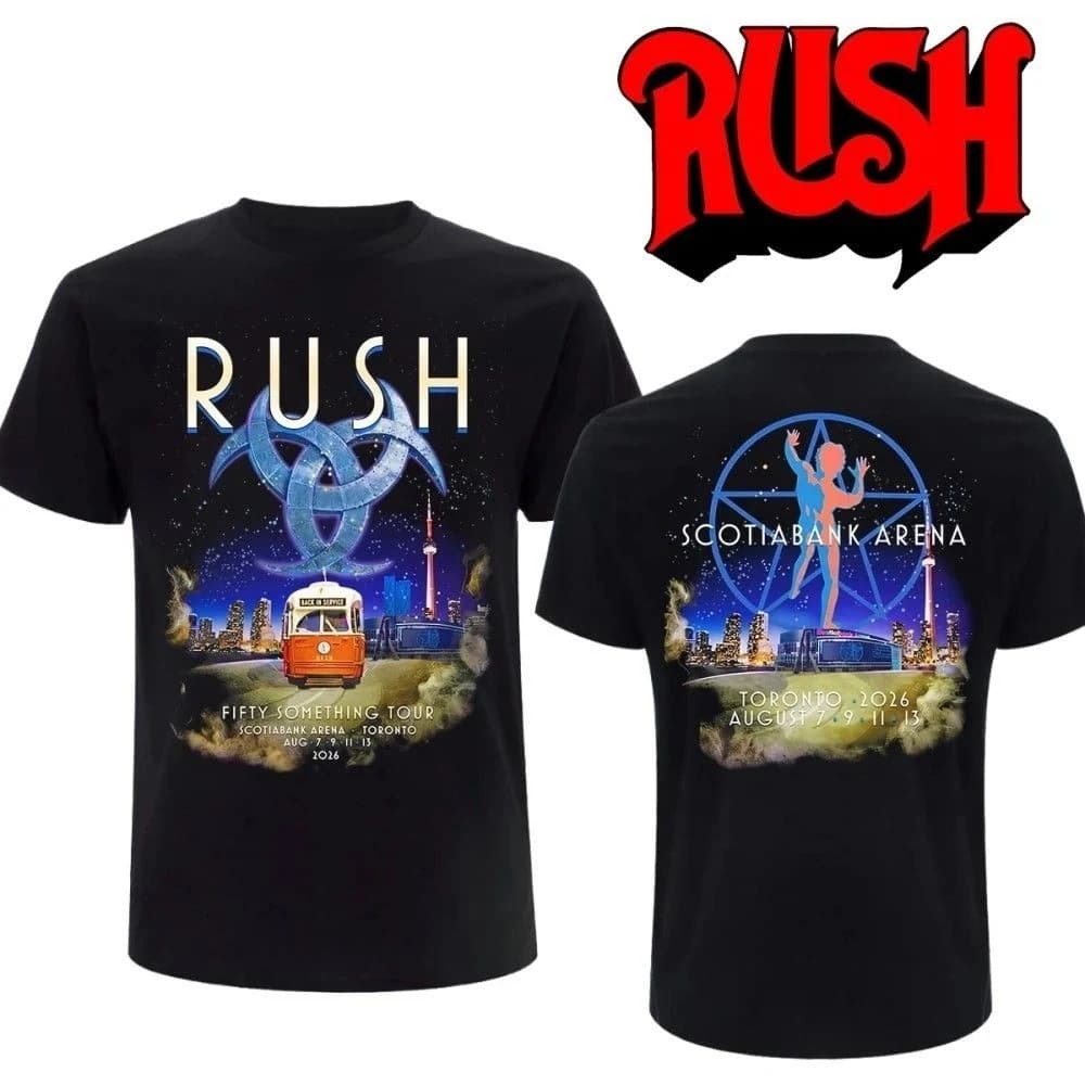 Rush Fifty Something Toronto Tee – Black, front and back