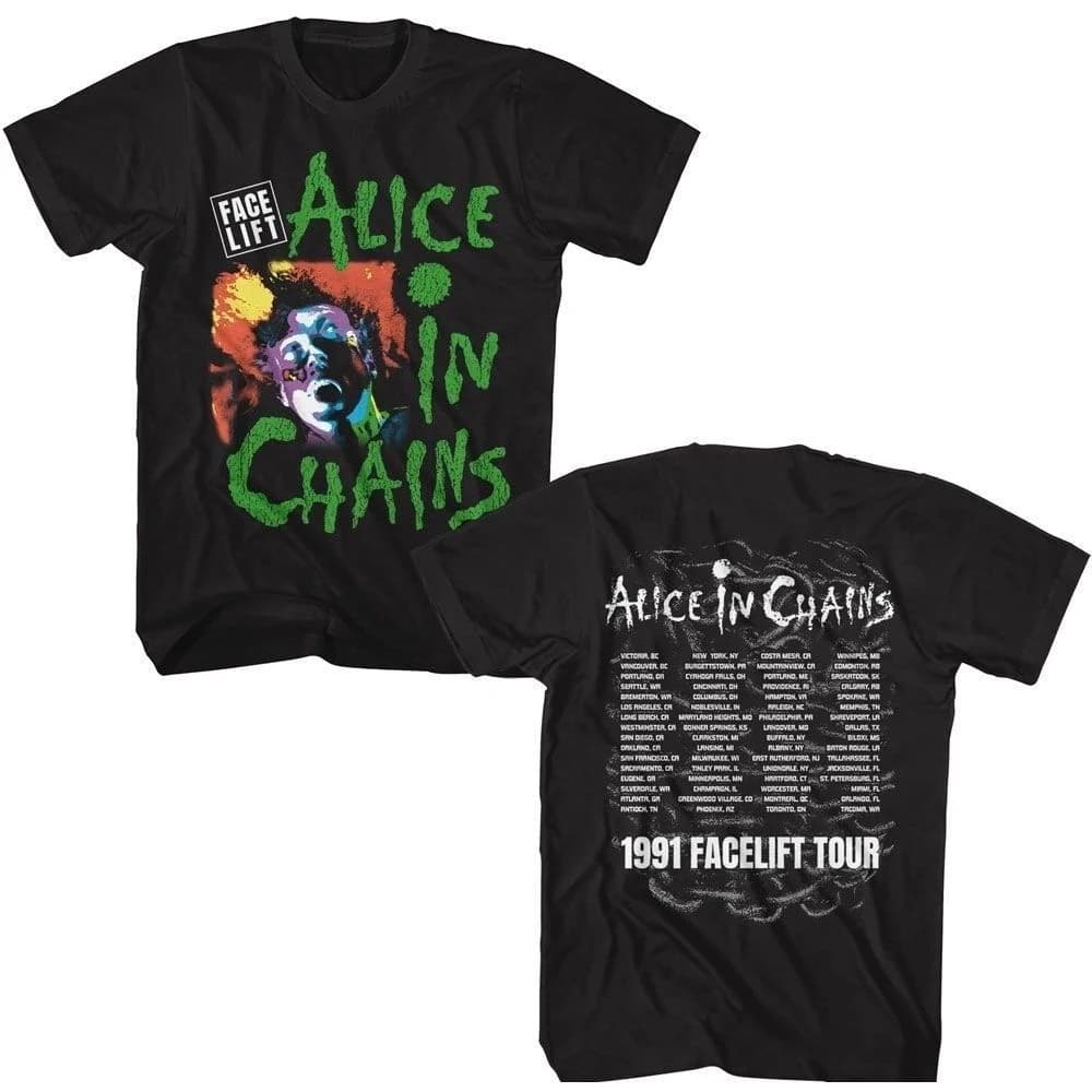 Alice in Chains Facelift 1991 Tour Tee – Black, front and back