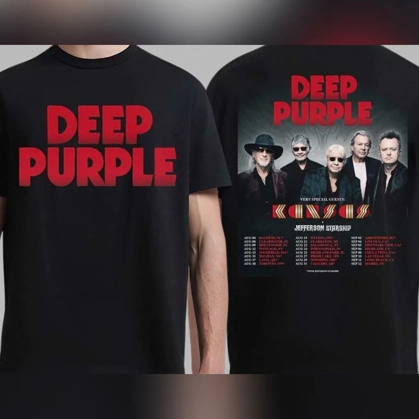 Deep Purple 2026 Tour Tee – Black, front and back